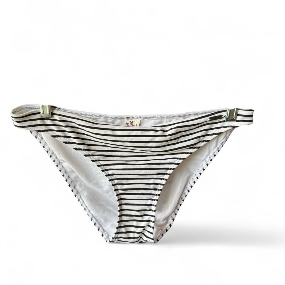 Hollister Black and White Striped Bikini Bottom